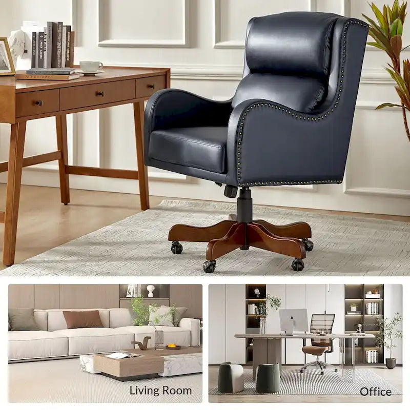 Pete Faux Leather Adjustable Height Swivel Executive Chair with Tilt Mechanism by HULALA HOME