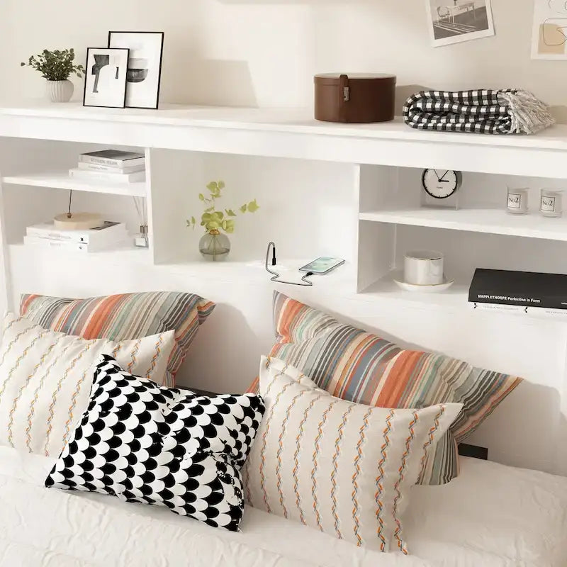 65 W Timechee Wooden Bookcase Headboard With Light