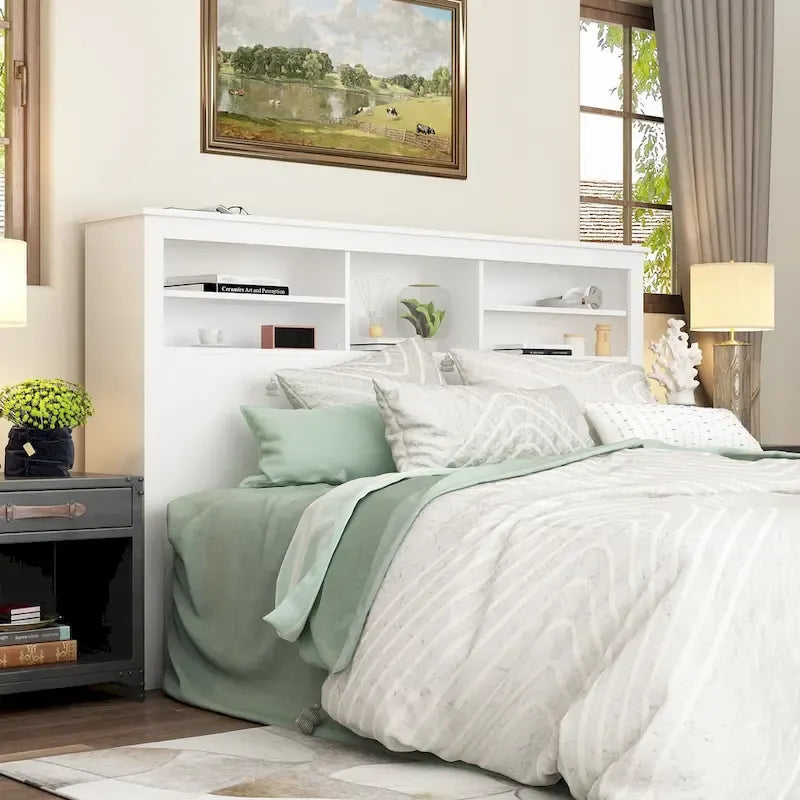 65 W Timechee Wooden Bookcase Headboard With Light