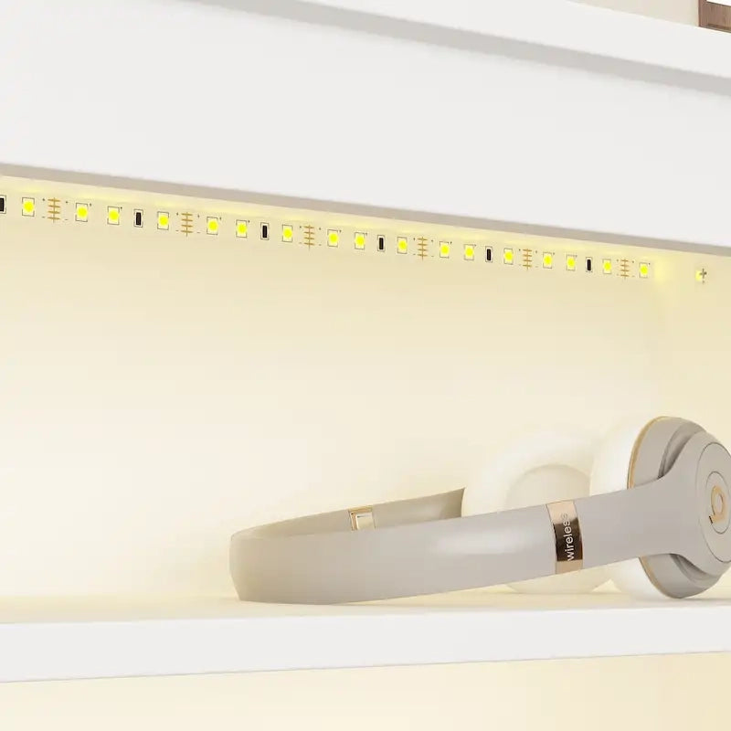 65 W Timechee Wooden Bookcase Headboard With Light