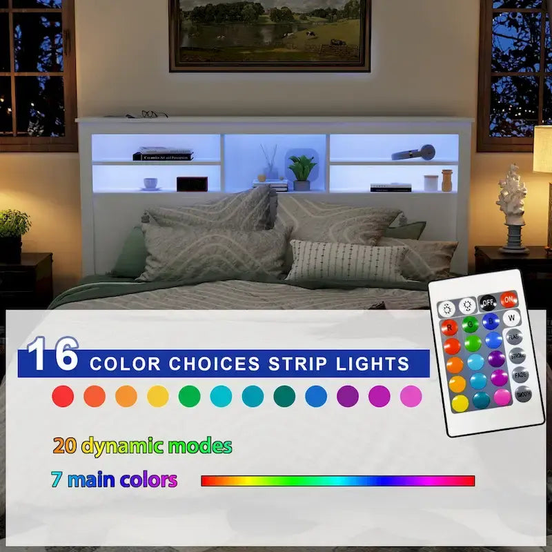 65 W Timechee Wooden Bookcase Headboard With Light