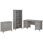 Somerset 60W Office Desk with Cabinet and 5 Shelf Bookcase