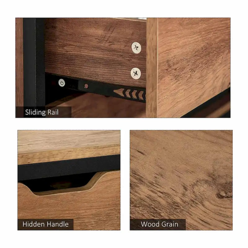 HOMCOM L-Shaped Home Office Writing Desk with Storage Shelf, Drawer, Brown