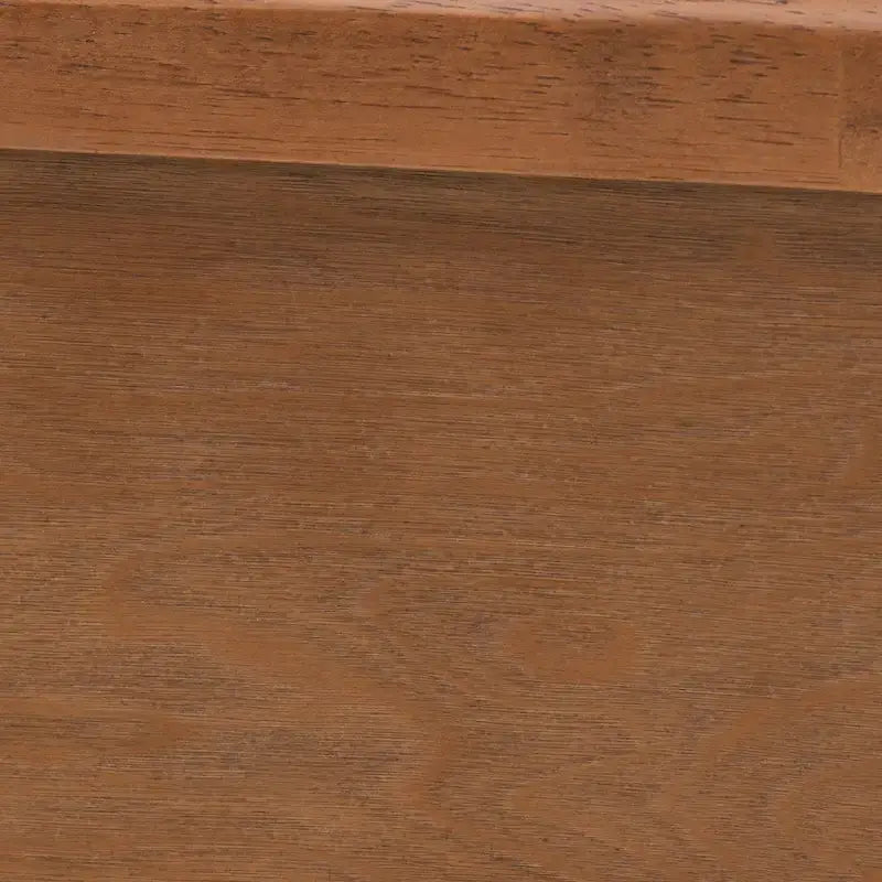 Eridian Mid-Century Modern Walnut Brown Finished Wood and Natural Rattan Platform Bed