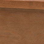 Eridian Mid-Century Modern Walnut Brown Finished Wood and Natural Rattan Platform Bed