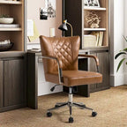 Felice Modern Swivel Height Adjustment Diamond-Tufted Office Chair by HULALA HOME