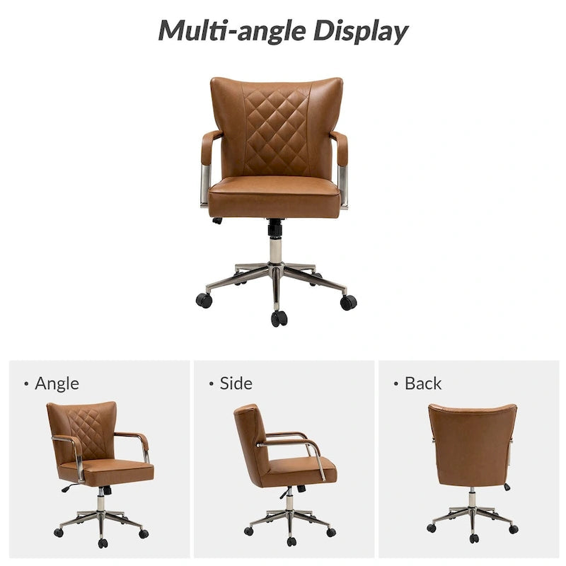 Felice Modern Swivel Height Adjustment Diamond-Tufted Office Chair by HULALA HOME