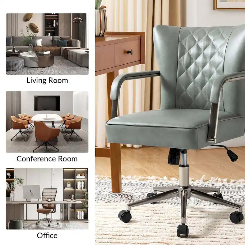 Felice Modern Swivel Height Adjustment Diamond-Tufted Office Chair by HULALA HOME