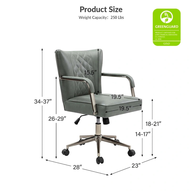 Felice Modern Swivel Height Adjustment Diamond-Tufted Office Chair by HULALA HOME