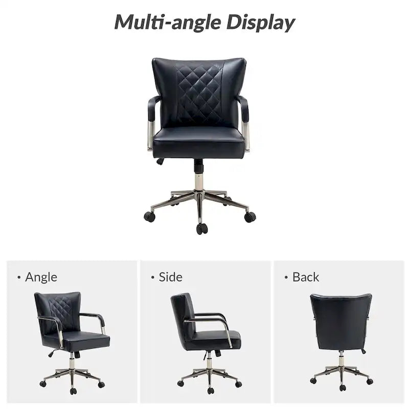 Felice Modern Swivel Height Adjustment Diamond-Tufted Office Chair by HULALA HOME