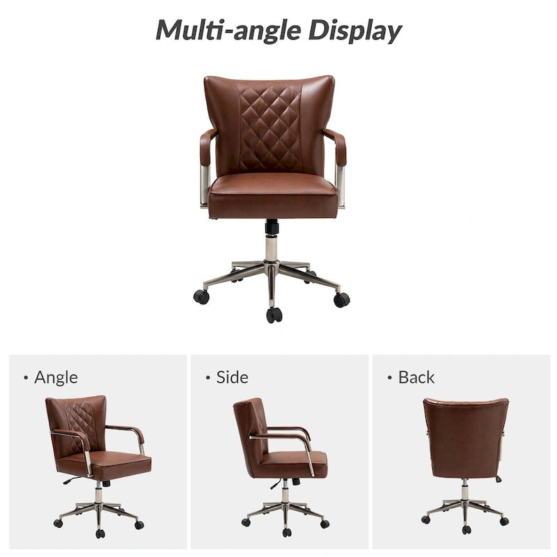 Felice Modern Swivel Height Adjustment Diamond-Tufted Office Chair by HULALA HOME