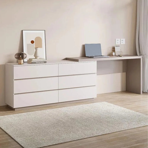 97.63  Modern Home Office Expandable Dresser Desk Combo with 6 Drawers