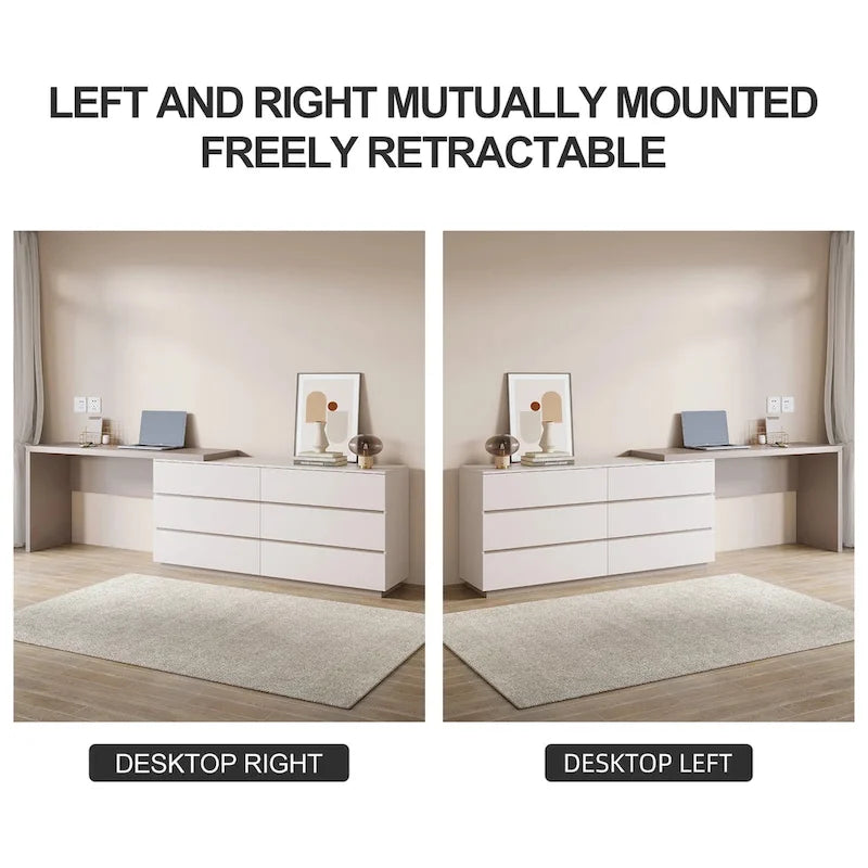 97.63  Modern Home Office Expandable Dresser Desk Combo with 6 Drawers