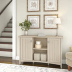 Antique White Storage Cabinet with Doors - 46.22 L x 12.76 W x 29.96 H - 46.22 L x 12.76 W x 29.96 H
