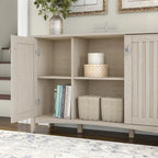 Antique White Storage Cabinet with Doors - 46.22 L x 12.76 W x 29.96 H - 46.22 L x 12.76 W x 29.96 H