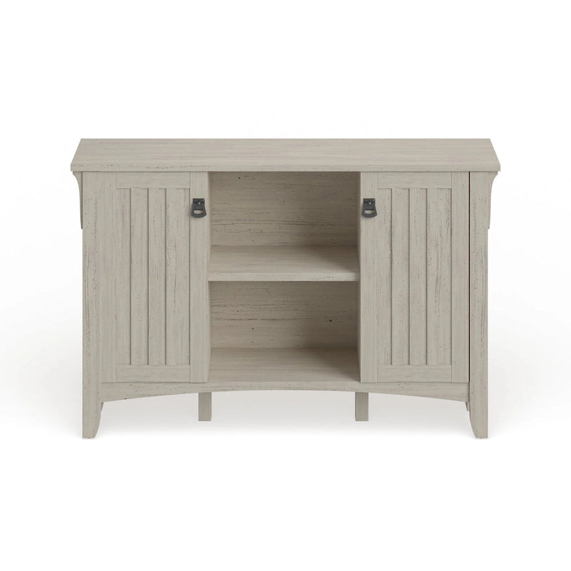 Antique White Storage Cabinet with Doors - 46.22 L x 12.76 W x 29.96 H - 46.22 L x 12.76 W x 29.96 H