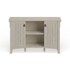 Antique White Storage Cabinet with Doors - 46.22 L x 12.76 W x 29.96 H - 46.22 L x 12.76 W x 29.96 H