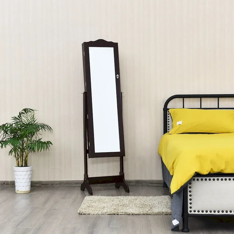 Copper Grove Newtown Espresso Jewelry Cabinet with LED Dressing Mirror