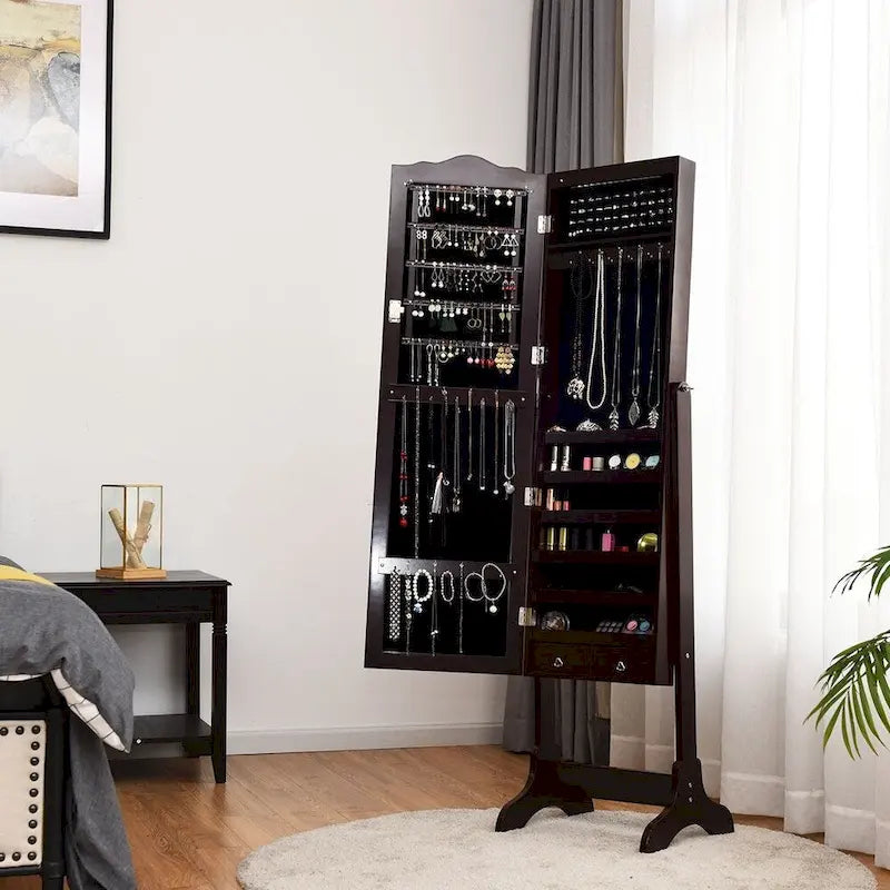 Copper Grove Newtown Espresso Jewelry Cabinet with LED Dressing Mirror