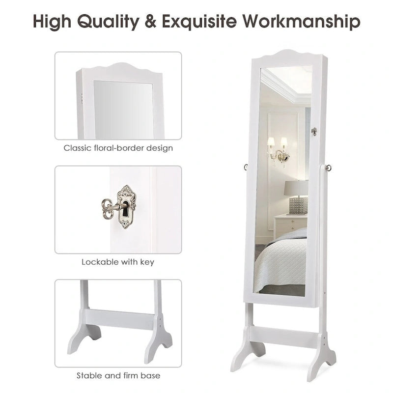 Copper Grove Newtown Espresso Jewelry Cabinet with LED Dressing Mirror