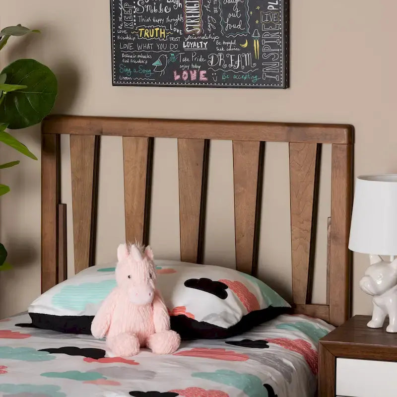 Duncan Contemporary Ash Walnut Finished Wood Headboard