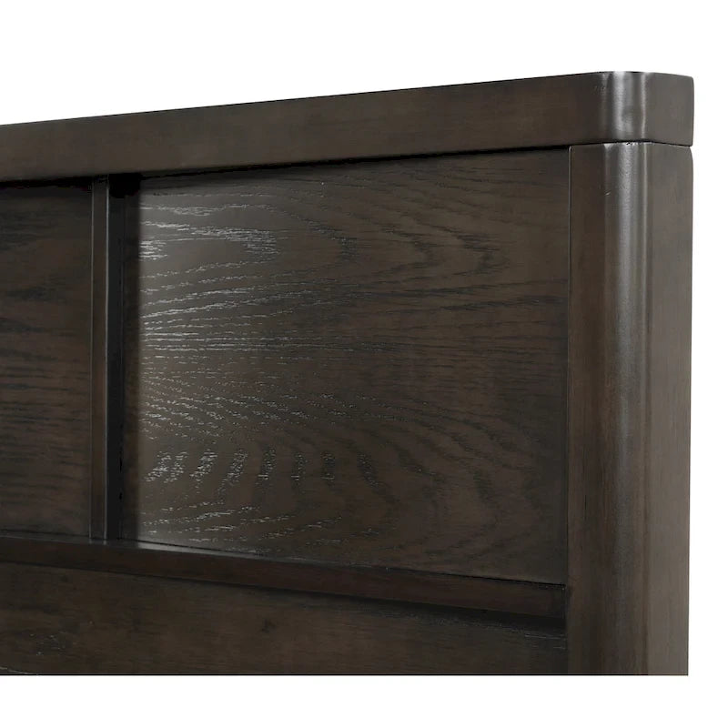 Roundhill Furniture Belani Wood Panel Bed Set, Bed, Dresser, Mirror, and Two Nightstands, Espresso