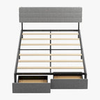 Mixoy Full/Queen/King Size Bed Frame, No Box Spring Needed Bed Frame with Headboard, Upholstered Platform Bed Frame for Bedroom