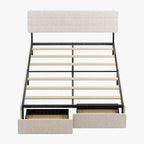 Mixoy Full/Queen/King Size Bed Frame, No Box Spring Needed Bed Frame with Headboard, Upholstered Platform Bed Frame for Bedroom