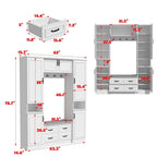 Modern 6-Door Armoire with Cushioned Bench and Drawers