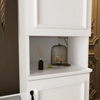Modern 6-Door Armoire with Cushioned Bench and Drawers