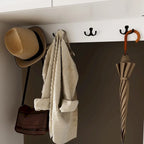 Modern 6-Door Armoire with Cushioned Bench and Drawers
