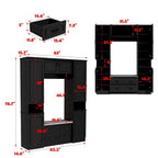 Modern 6-Door Armoire with Cushioned Bench and Drawers