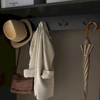 Modern 6-Door Armoire with Cushioned Bench and Drawers
