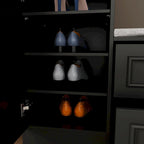 Modern 6-Door Armoire with Cushioned Bench and Drawers