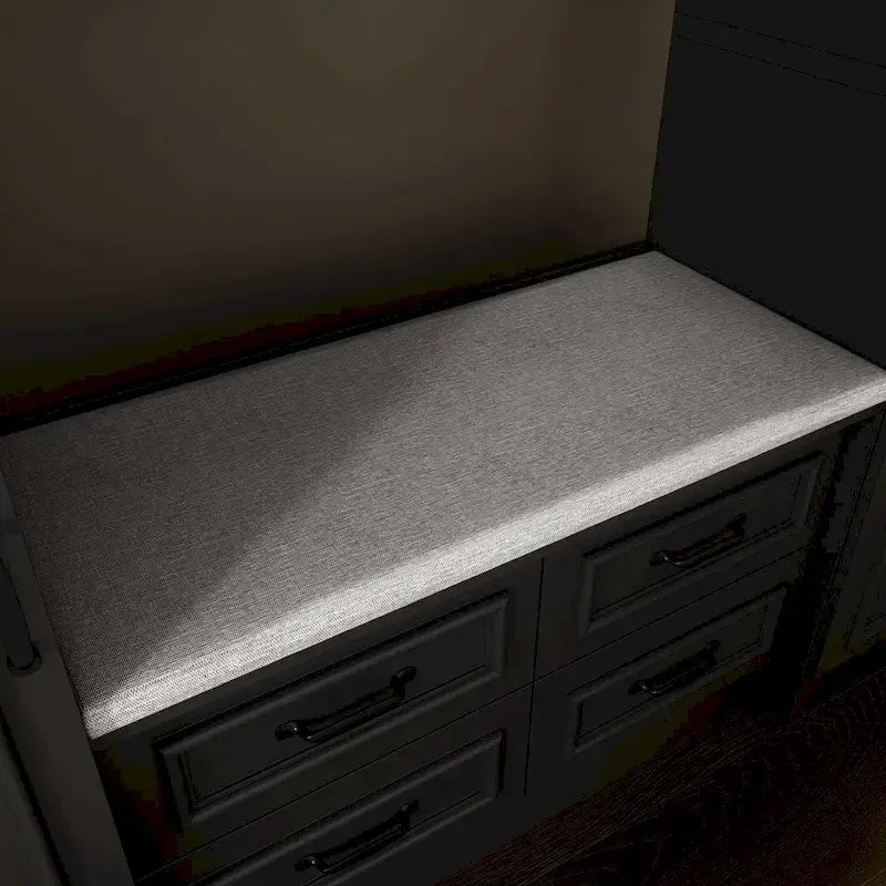 Modern 6-Door Armoire with Cushioned Bench and Drawers