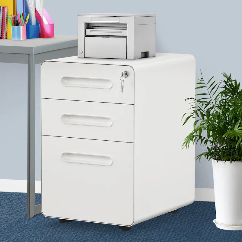 Modern 3-Drawer Mobile Vertical Steel File Cabinet