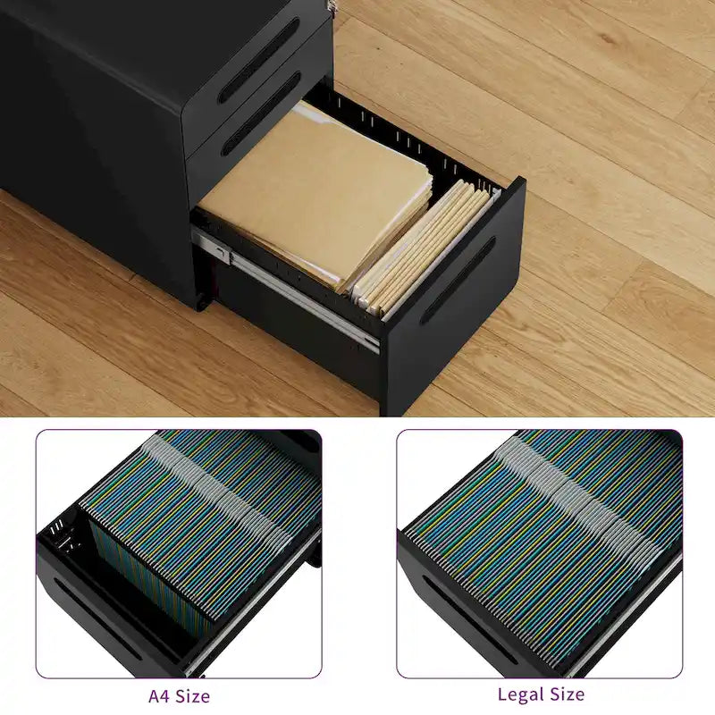 Modern 3-Drawer Mobile Vertical Steel File Cabinet