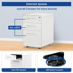 Modern 3-Drawer Mobile Vertical Steel File Cabinet