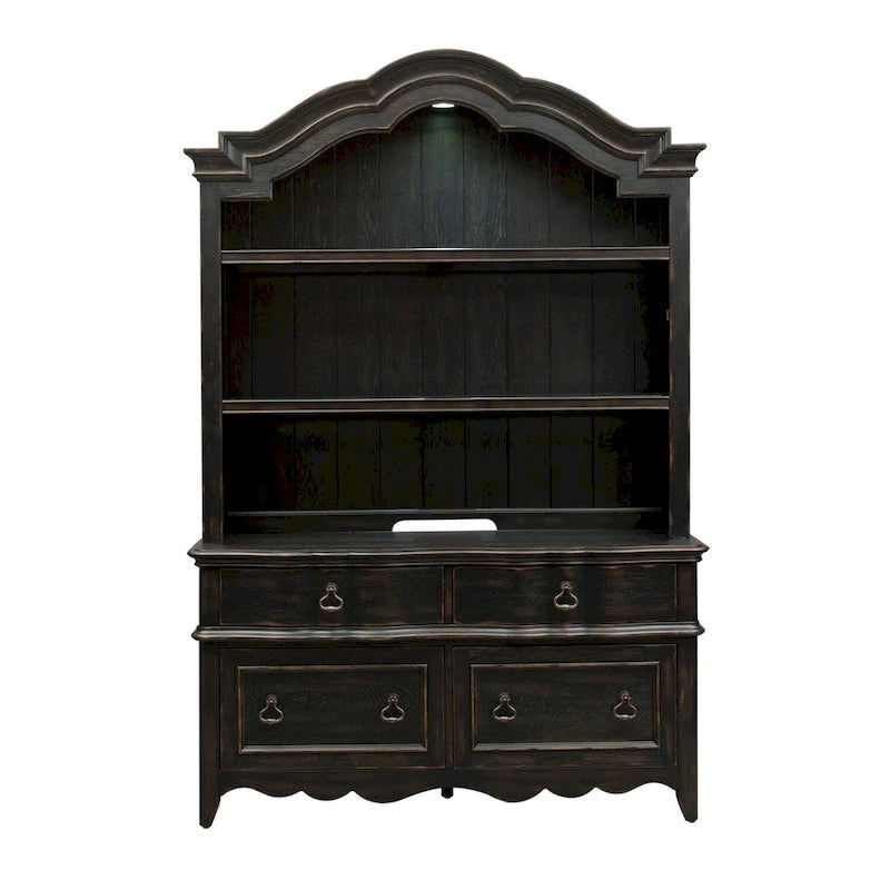 Copper Grove Chesapeake Wire Brushed Antique Black Credenza Hutch