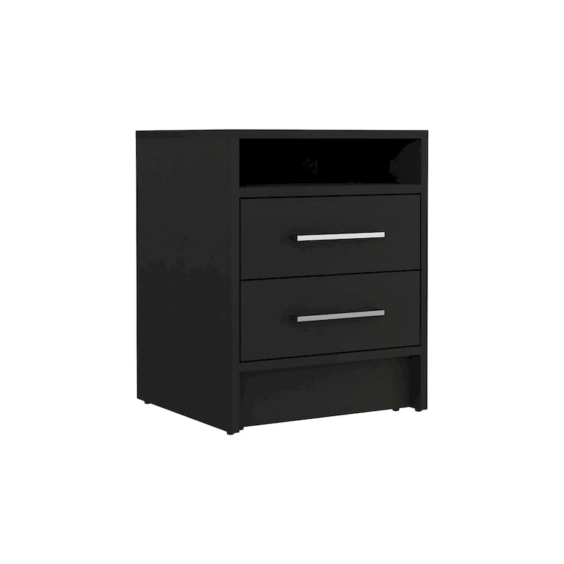 TUHOME Eter 2-Drawer Nightstand End Table with Metal Handles and Open Shelf