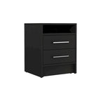 TUHOME Eter 2-Drawer Nightstand End Table with Metal Handles and Open Shelf