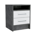TUHOME Eter 2-Drawer Nightstand End Table with Metal Handles and Open Shelf