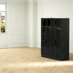 59.1 W Glass Door Wardrobe: Illuminated Interiors Closet Arimore Large