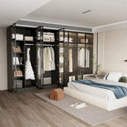 59.1 W Glass Door Wardrobe: Illuminated Interiors Closet Arimore Large
