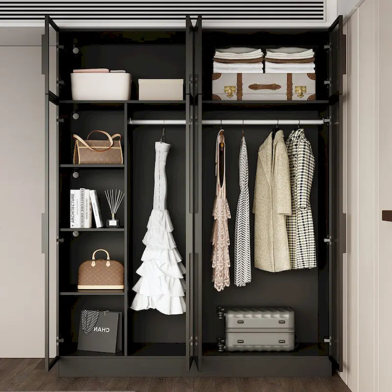 59.1 W Glass Door Wardrobe: Illuminated Interiors Closet Arimore Large