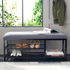 SAFAVIEH Yael Open Shelf Bench with Cushion - 42  W x 15  D x 18  H - 42Wx15Dx18H