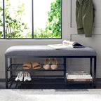 SAFAVIEH Yael Open Shelf Bench with Cushion - 42  W x 15  D x 18  H - 42Wx15Dx18H