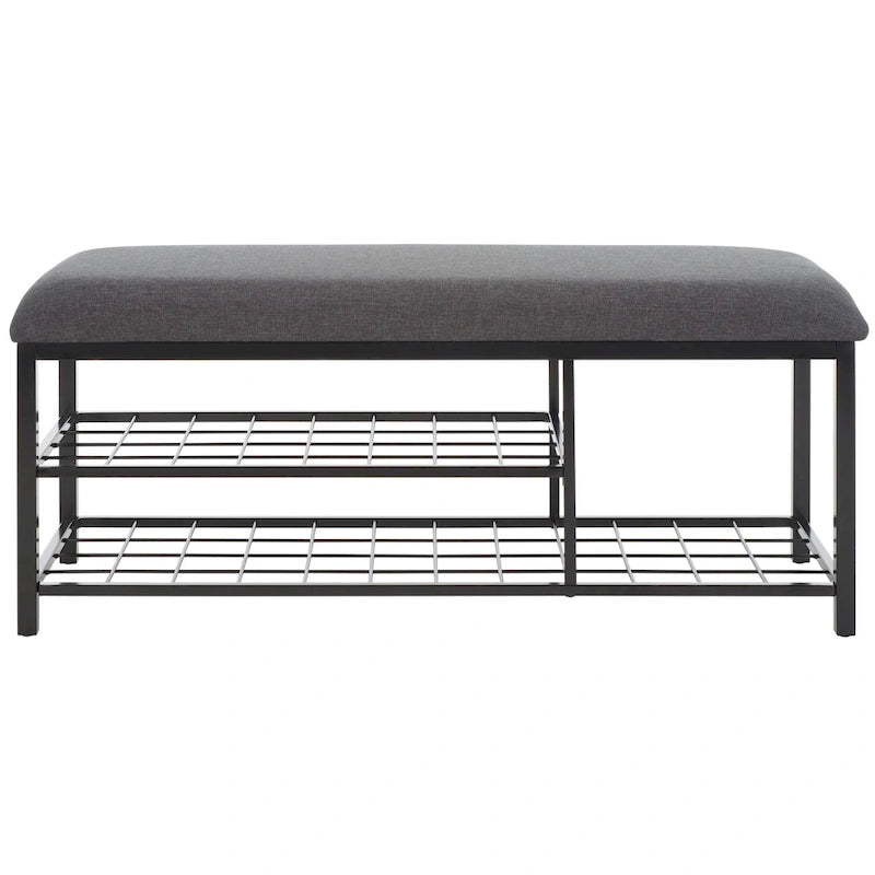 SAFAVIEH Yael Open Shelf Bench with Cushion - 42  W x 15  D x 18  H - 42Wx15Dx18H