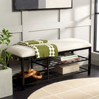 SAFAVIEH Yael Open Shelf Bench with Cushion - 42  W x 15  D x 18  H - 42Wx15Dx18H