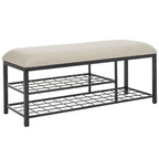 SAFAVIEH Yael Open Shelf Bench with Cushion - 42  W x 15  D x 18  H - 42Wx15Dx18H